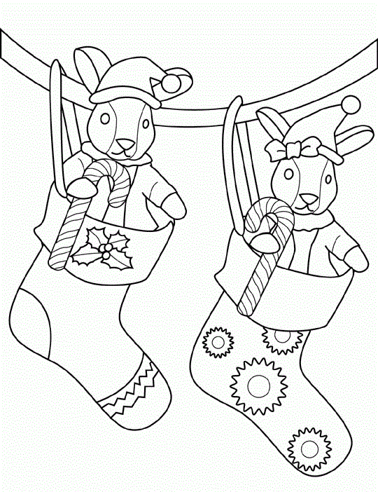 Coloring book two socks with bunnies